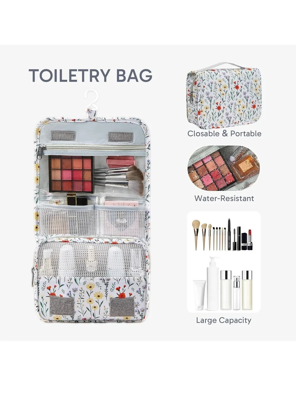 Floral Travel Packing Cube Set – White & Multicolor